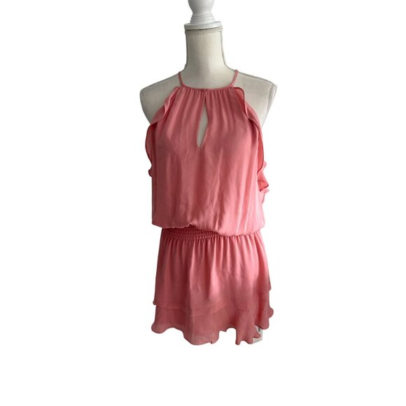 PARKER Carnation Pink Drop Waist Ruffle Dress Size Medium - Picture 6 of 7